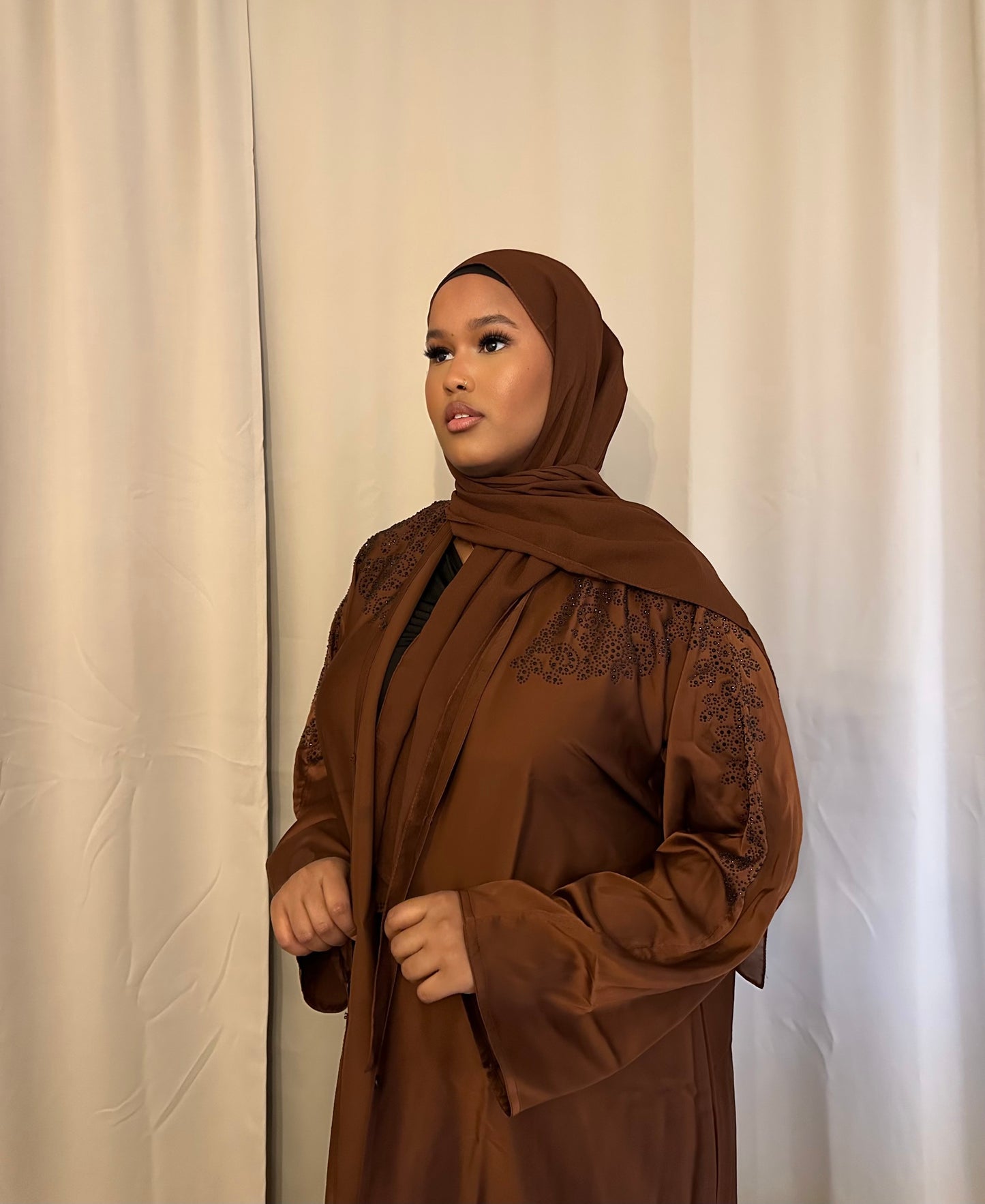 Brown open abaya