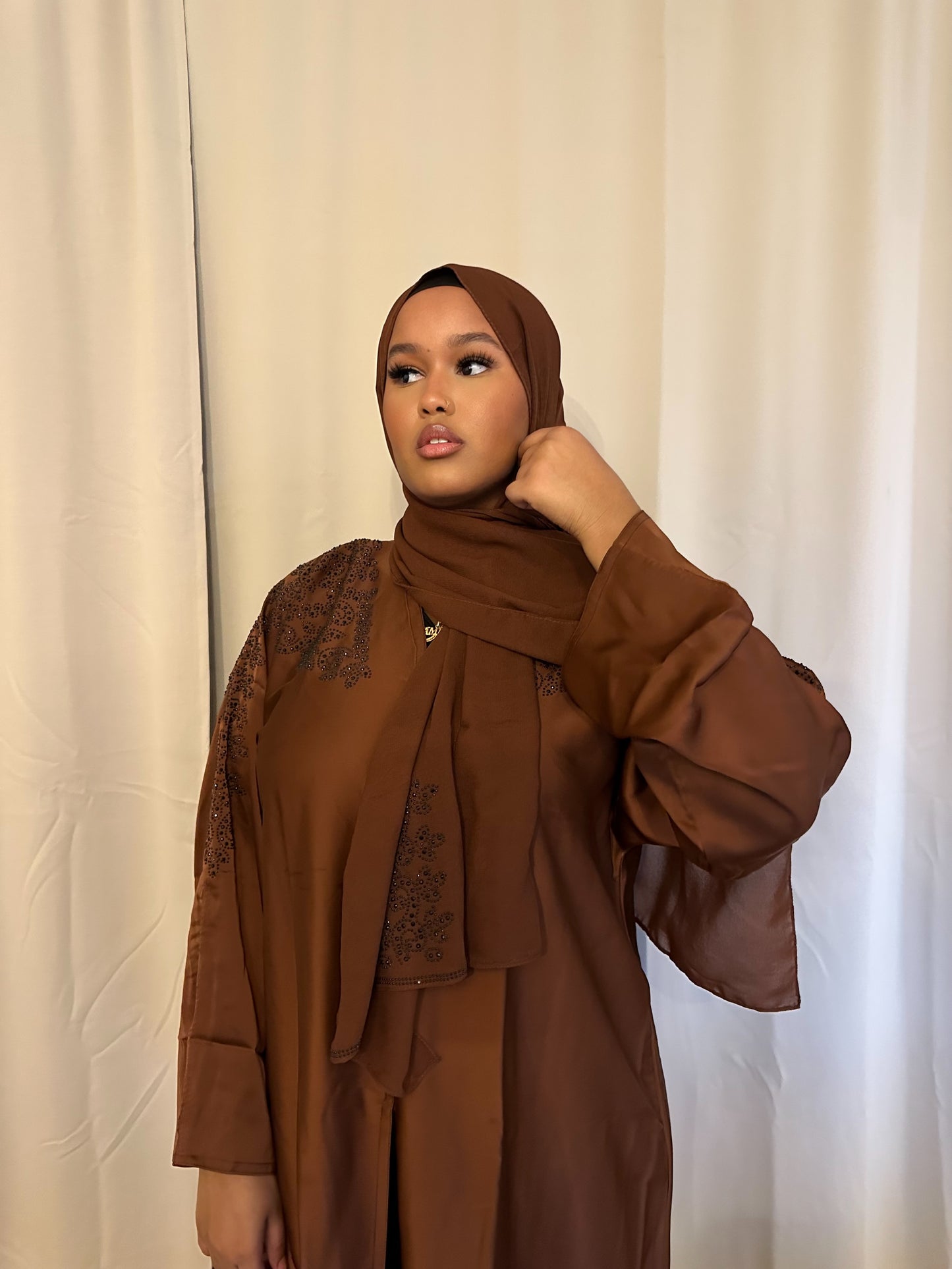 Brown open abaya